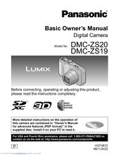 Panasonic DMC-ZS20R Basic Owner's Manual