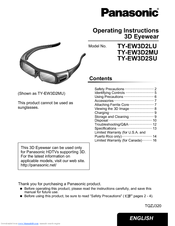 Panasonic TY-EW3D2SU Operating Instructions Manual