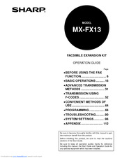 Sharp MX-FX13 Operation Manual