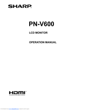 Sharp PN-V600 Operation Operation Manual
