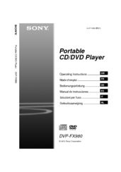 Sony DVP-FX980 Operating Instructions Manual
