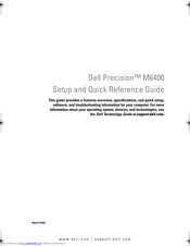 Dell Precision Workstation M6400 Setup And Quick Reference Manual