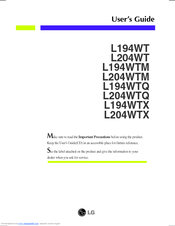 Lg L204WT Manuals | ManualsLib