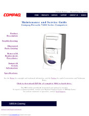 Compaq Compaq Presario 7400 Series Maintenance And Service Manual