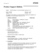 Epson Endeavor 486C Product Support Bulletin