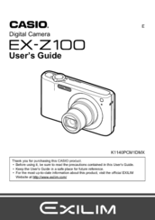 Casio EX-Z100BE - EXILIM ZOOM Digital Camera User Manual