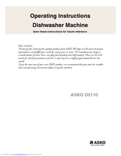 Asko D5110 Operating Instructions Manual