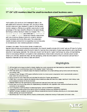 NEC AS241W-BK Specifications