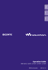 Sony NW-S705F - 2gb Walkman Player Operation Manual