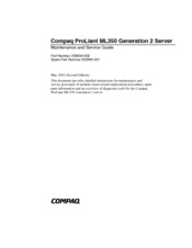 Compaq ProLiant ML350 (G2) Maintenance And Service Manual