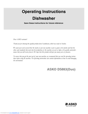 Asko D5883 Duo Operating Instructions Manual