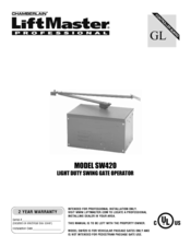 Chamberlain LiftMaster Professional SW420 Installation Manual