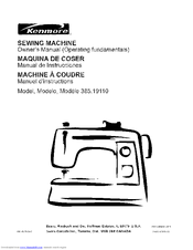 Kenmore 385.19106900 Sewing Machine Instruction Manual