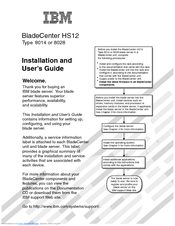 IBM BladeCenter HS12
Type 8014 Installation And User Manual