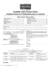 Maytag MVWC700VW - Centennial Washer User Instructions