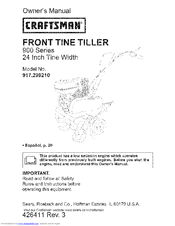 Craftsman 29921 - Front Tine Tiller-CA Model Owner's Manual