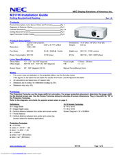 NEC M311W Installation Manual