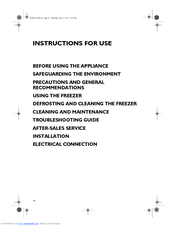 Whirlpool AFB 910/IS Instructions For Use Manual