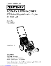 Craftsman 37115 - Rear Bag Push Lawn Mower Owner's Manual
