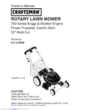 Craftsman 37659 - Front Propelled Rear Bag Lawn Mower Owner's Manual