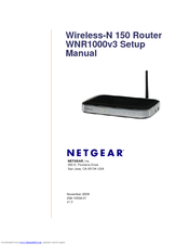 Netgear WNR1000v3 - Wireless- N Router Setup Manual