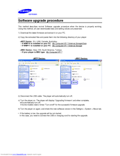 Samsung YP-P2JARY Software Upgrade Instructions