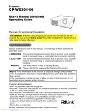 Hitachi CP-WX3011N User Manual – Operating Manual