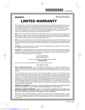 Sony VPL-BW120S Limited Warranty