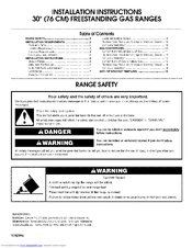 Whirlpool SF265LXTT - Gas Range Installation Instructions Manual