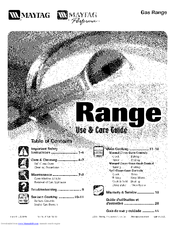 Maytag MGR5751BDS - 30 Inch Gas Range Use & Care Manual