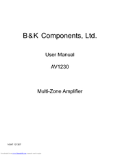 B&K AV1230 User Manual