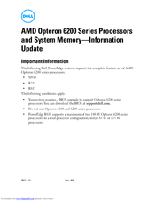Dell PowerEdge M620 Important Information Manual