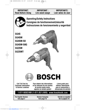 Bosch SG45 - 4500 RPM Drywall Screw Gun Operating/Safety Instructions Manual