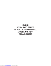 Ryobi P212 Repair Sheet