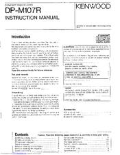 KENWOOD DP-M107R Instruction Manual