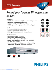 Philips DVDR70/021 Technical Specifications