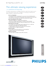 Philips Matchline 42PF9986/69 Specification Sheet
