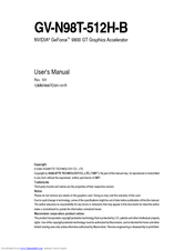Gigabyte GV-N98T-512H-B User Manual