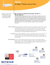 Netgear WG602v1 - Wireless Access Point Specifications