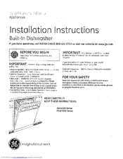 GE PDW7800P00BB Installation Instructions Manual