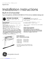 GE Profile PDW9200 Series Installation Instructions Manual