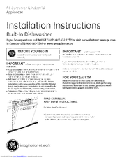 GE PDWF280PSS - Profile 24 in. Dishwasher Installation Instructions Manual