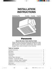 Panasonic WhisperCeiling FV-20VQ3 Installation Instructions Manual