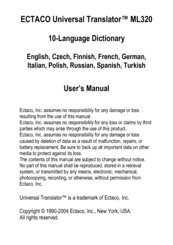 Ectaco TL-2B&FreeML320 - Bulgarian  - Talking Electronic Dictionary User Manual