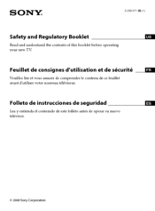 Sony KDL-32BX310 Safety And Regulatory Booklet