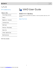 Sony SVE11113FXW VAIO User Manual