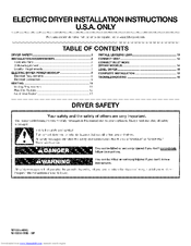 Maytag MEDE900VJ - Performance 7.5 cu. Ft. Steam Electric Dryer Installation Instructions Manual