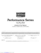 Maytag MEDE900VJ - Performance 7.5 cu. Ft. Steam Electric Dryer Use And Care Manual