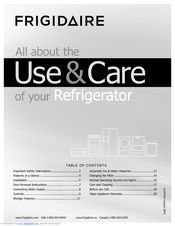 Frigidaire FGHS2334K - Gallery 23.0 cu. Ft. Refrigerator Use And Care Manual