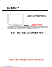 Sharp LC32SH12U - Flat Panel LCD Television HDTV Parts List